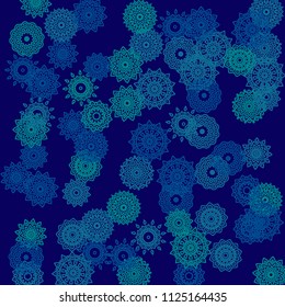 Ethnic Background with Simple Mandala Patterns. Round Motives for Greeting Card. Outline Mandalas In Turkish Style