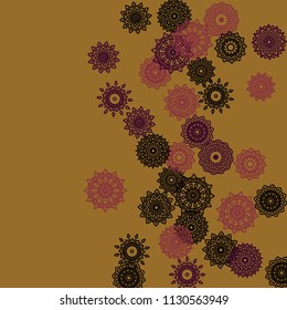Ethnic Background with Simple Mandala Patterns. Orient Elements for Banner. Outline Ethnic Motives In Turkish Style