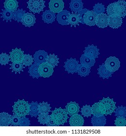 Ethnic Background with Simple Mandala Patterns. Round Medallions for Greeting Card. Outline Mandalas In Moroccan Style