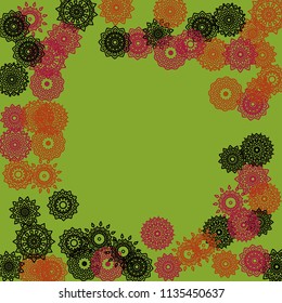 Ethnic Background with Simple Mandala Patterns. Round Motives for Banner. Outline Lacy Patterns In Arabic Style