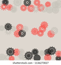 Ethnic Background with Simple Mandala Patterns. Round Motives for Poster. Outline Mandalas In Turkish Style