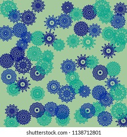 Ethnic Background with Simple Mandala Patterns. Round Motives for Greeting Card. Outline Mandalas In Turkish Style