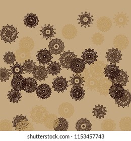 Ethnic Background with Simple Mandala Patterns. Round Medallions for Banner. Outline Ethnic Motives In Moroccan Style