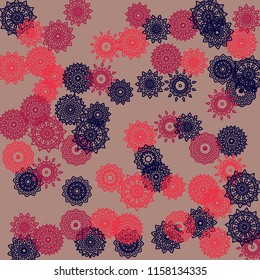Ethnic Background with Simple Mandala Patterns. Round Medallions for Poster. Outline Mandalas In Indian Style