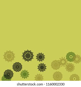 Ethnic Background with Simple Mandala Patterns. Round Medallions for Poster. Outline Lacy Patterns In Turkish Style