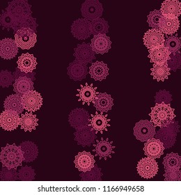 Ethnic Background with Simple Mandala Patterns. Round Medallions for Greeting Card. Outline Lacy Patterns In Turkish Style