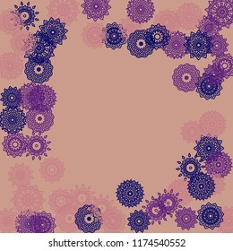 Ethnic Background with Simple Mandala Patterns. Round Motives for Banner. Outline Mandalas In Turkish Style