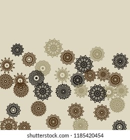 Ethnic Background with Simple Mandala Patterns. Round Motives for Banner. Outline Ethnic Motives In Turkish Style