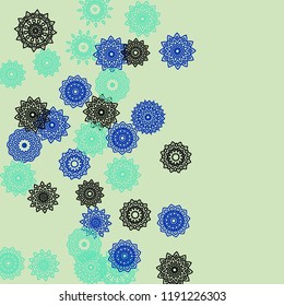 Ethnic Background with Simple Mandala Patterns. Round Motives for Banner. Outline Lacy Patterns In Indian Style