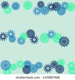 Ethnic Background with Simple Mandala Patterns. Orient Elements for Greeting Card. Outline Lacy Patterns In Indian Style