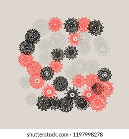 Ethnic Background with Simple Mandala Patterns. Round Medallions for Greeting Card. Outline Mandalas In Turkish Style