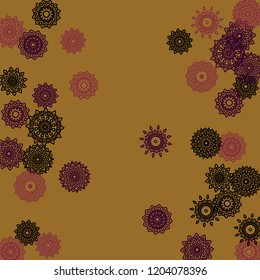 Ethnic Background with Simple Mandala Patterns. Orient Elements for Greeting Card. Outline Mandalas In Turkish Style