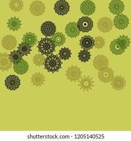 Ethnic Background with Simple Mandala Patterns. Round Motives for Greeting Card. Outline Ethnic Motives In Turkish Style