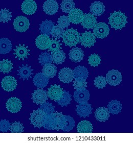 Ethnic Background with Simple Mandala Patterns. Round Medallions for Banner. Outline Ethnic Motives In Turkish Style