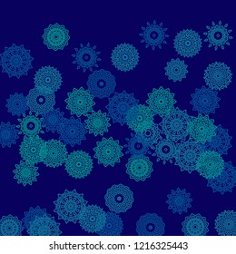 Ethnic Background with Simple Mandala Patterns. Round Medallions for Poster. Outline Lacy Patterns In Turkish Style