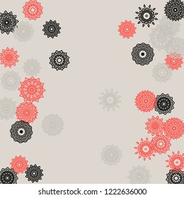 Ethnic Background with Simple Mandala Patterns. Round Motives for Greeting Card. Outline Ethnic Motives In Moroccan Style