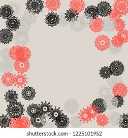 Ethnic Background with Simple Mandala Patterns. Orient Elements for Banner. Outline Mandalas In Turkish Style