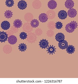 Ethnic Background with Simple Mandala Patterns. Round Medallions for Banner. Outline Lacy Patterns In Turkish Style