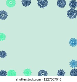 Ethnic Background with Simple Mandala Patterns. Round Medallions for Banner. Outline Lacy Patterns In Turkish Style