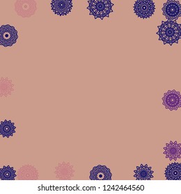 Ethnic Background with Simple Mandala Patterns. Round Medallions for Banner. Outline Mandalas In Indian Style