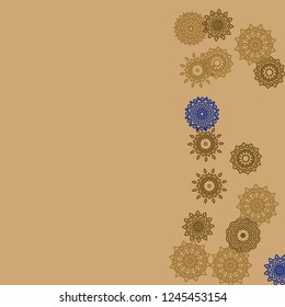 Ethnic Background with Simple Mandala Patterns. Round Motives for Poster. Outline Ethnic Motives In Arabic Style