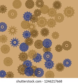 Ethnic Background with Simple Mandala Patterns. Round Motives for Poster. Outline Lacy Patterns In Turkish Style