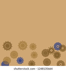 Ethnic Background with Simple Mandala Patterns. Round Medallions for Banner. Outline Ethnic Motives In Turkish Style