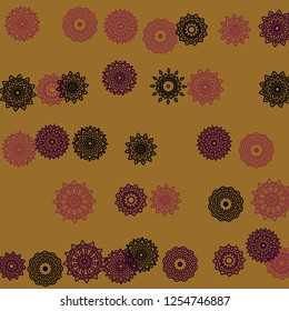 Ethnic Background with Simple Mandala Patterns. Orient Elements for Poster. Outline Ethnic Motives In Turkish Style