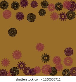 Ethnic Background with Simple Mandala Patterns. Orient Elements for Poster. Outline Mandalas In Arabic Style