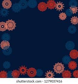Ethnic Background with Simple Mandala Patterns. Round Medallions for Poster. Outline Mandalas In Turkish Style