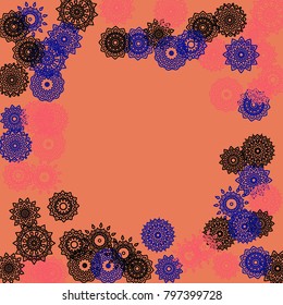 Ethnic Background with Simple Mandala Patterns. Orient Elements for Poster. Outline Mandalas In Arabic Style