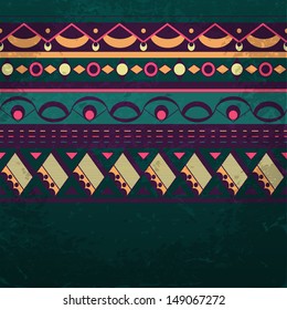 Ethnic background with space for your text. Grunge tribal pattern, Eps10 vector illustration