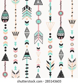 Ethnic background with  tribal and arrows. Used for wallpaper, pattern fills, web page background, surface textures.