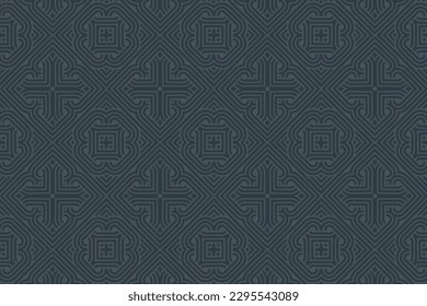 Ethnic background, unique cover design. Geometric pattern. Ornaments of the East, Asia, India, Mexico, Aztecs. Template for banners, invitations, scrapbooking and fashion design. Vintage dark color.