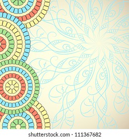 Ethnic background. Vector frame.