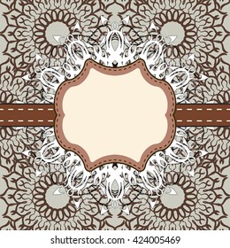 Ethnic background.Label with tape.Can be used for packaging,invitations,template,artwork.Decorative element border.