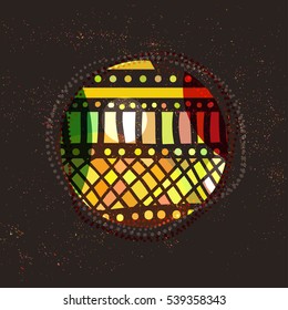 Ethnic ball on dark background. Good to use for invitation and celebrate holidays and christmas