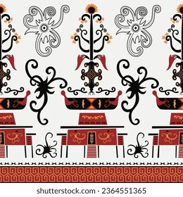 ethnic batik kalimantan house pattern 102