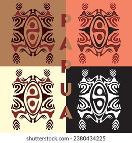 ethnic batik from Papua Indonesia with color maroon and black, vector illustration