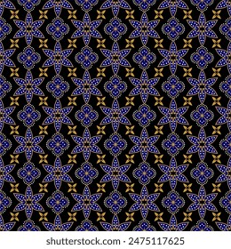 Ethnic batik pattern traditional background batik pattern design, with beautiful plant patterns and colors, vector