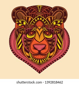 ethnic bear from  abstract pattern 