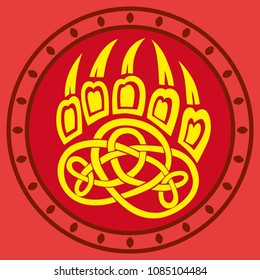 Ethnic bear paw vector logo