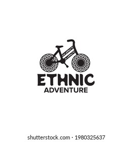 Ethnic bicycle logo design vector template