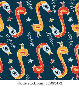 ethnic birds pattern.fantasy crazy birds.hand drawn pattern. Ethnic patterned vector illustration. African, indian, totem, tribal, design.