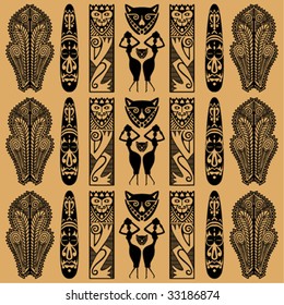 ethnic black African ornament on a beige background