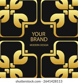 Ethnic black background, cover design, banner, wallpaper. Geometric linear minimalist gold pattern, template. Ornaments, arabesque, mandala, fresco, logo East, Asia, India, Mexico, Aztec ,Peru. 
