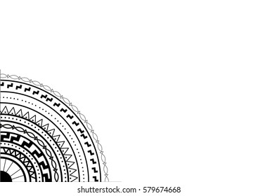 ethnic black design corner on white background.