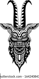 Ethnic black goat silhouette. African / totem / tattoo design / goat head