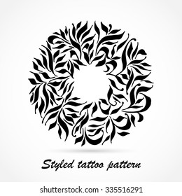Ethnic black ring, wreath symbol / tattoo design. Use for print, posters, t-shirts. Vector illustration