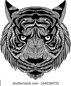 エスニックの黒い虎のシルエット アフリカ トーテム タトーデザイン フェイストラ のベクター画像素材 ロイヤリティフリー Shutterstock